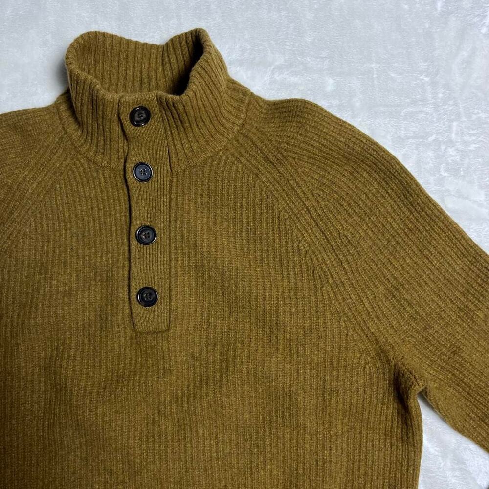 Banana Republic Italian Yarn Merino Wool Sweater Men L 1/4 Button Up Academia